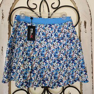 NWT RLX Ralph Lauren Women Blue Multi Pleated Performance W Golf Skort 5/15 SM